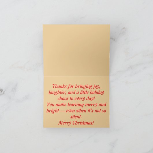 Silent Night Classroom | Funny Teacher Christmas C Kaart (Binnen)