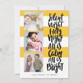 Silent Night, drie foto's vakantie, kerstgeel Kaart (Voorkant)