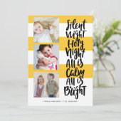 Silent Night, drie foto's vakantie, kerstgeel Kaart (Staand voorkant)