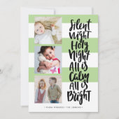 Silent Night, drie foto's vakantie kerstgroen Kaart (Voorkant)