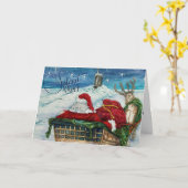 "Silent Night" een onderzeeboot Santa Christmas Ka Kaart (Gele Bloem)