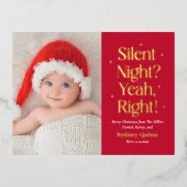 Silent Night Folie Nieuwe Baby Kerst Briefkaart (Voorkant)