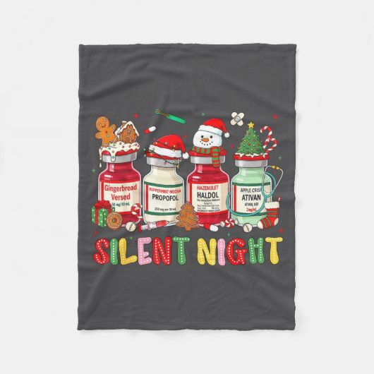 Silent Night Funny Nurse Christmas Design  Fleece Deken (Voorkant)