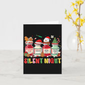 Silent Night Funny Nurse Christmas Design  Kaart (Gele Bloem)