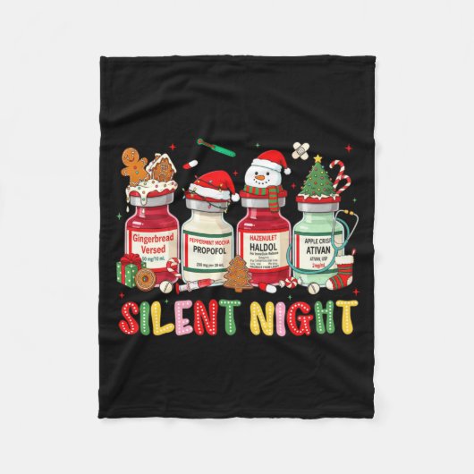 Silent Night Funny Nurse Christmas Design Long Sle Fleece Deken (Voorkant)