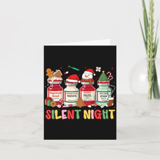 Silent Night Funny Nurse Christmas Design Long Sle Kaart (Voorkant)