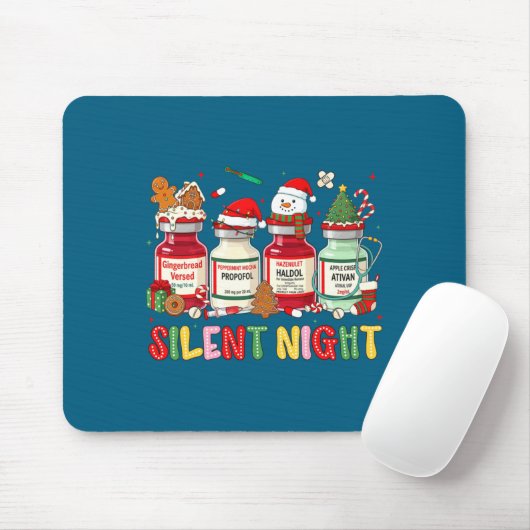 Silent Night Funny Nurse Christmas Design Long Sle Muismat (Met muis)