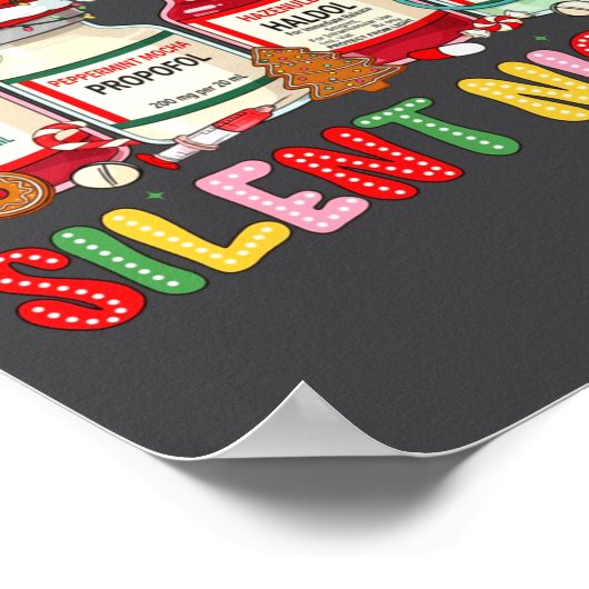 Silent Night Funny Nurse Christmas Design Long Sle Poster (Hoek)