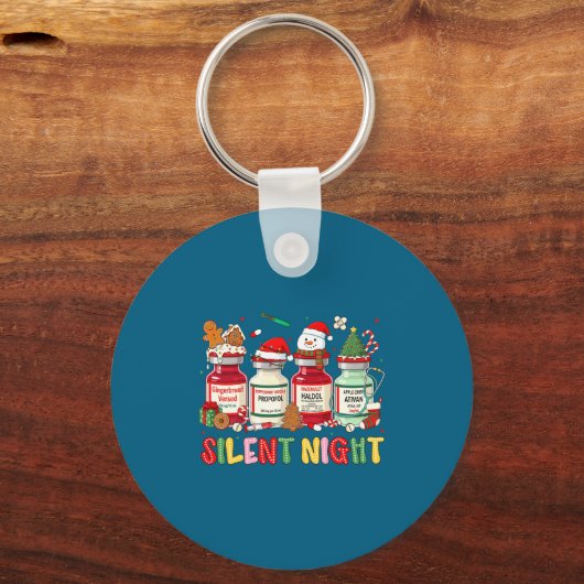 Silent Night Funny Nurse Christmas Design Long Sle Sleutelhanger (Voorkant)