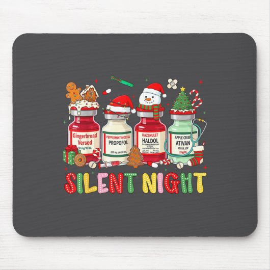 Silent Night Funny Nurse Christmas Design  Muismat (Voorkant)