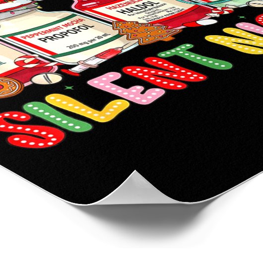 Silent Night Funny Nurse Christmas Design  Poster (Hoek)