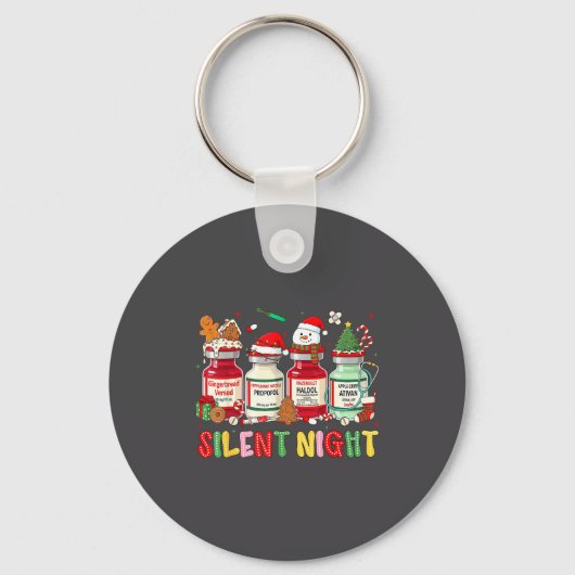 Silent Night Funny Nurse Christmas Design  Sleutelhanger (Voorkant)