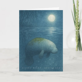 Silent Night, Gentle Sea – Peaceful Manatee Feestdagen Kaart