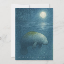 Silent Night, Gentle Sea – Peaceful Manatee Feestdagenkaart