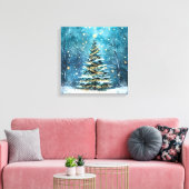 Silent Night Glow Bright Christmas Forest Tree Canvas Afdruk (Insitu (Woonkamer))