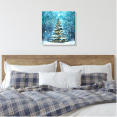 Silent Night Glow Bright Christmas Forest Tree Canvas Afdruk (Insitu (Slaapkamer))