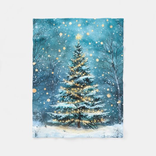 Silent Night Glow Bright Christmas Forest Tree Fleece Deken (Voorkant)
