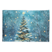Silent Night Glow Bright Christmas Forest Tree Kussensloop (Achterkant)