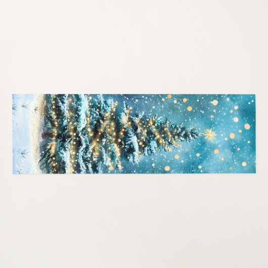 Silent Night Glow Bright Christmas Forest Tree Yogamat (Achterkant (horizontaal))