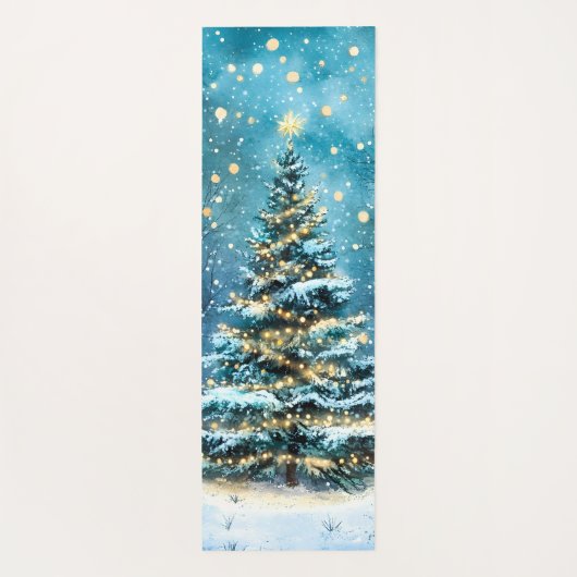 Silent Night Glow Bright Christmas Forest Tree Yogamat (Achterkant)