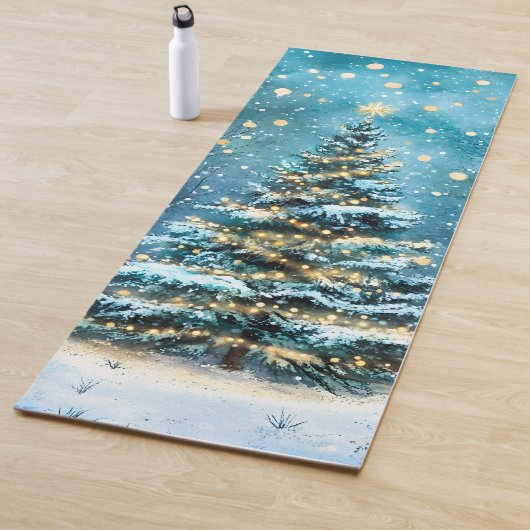 Silent Night Glow Bright Christmas Forest Tree Yogamat (In situ)