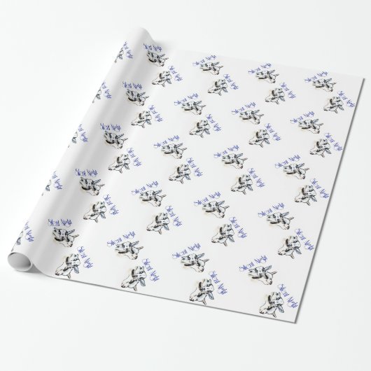 Silent Night Goat kerstwrapping-papier Cadeaupapier (Uitgerold)
