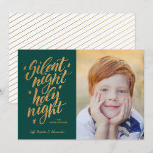 Silent Night Gold Foil - kerstfoto groen