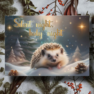 Silent Night Hedgehog Winter Wonderland Christelij Feestdagenkaart