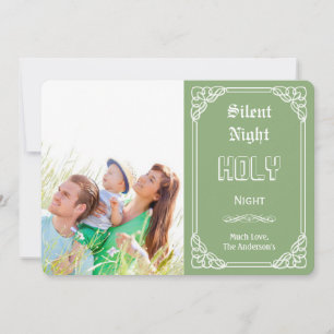 Silent Night Heilige Chalkboard Typografische kaar Feestdagenkaart