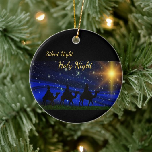 Silent Night Heilige Dacht met drie Mannen Kerstmi Keramisch Ornament (Boom)