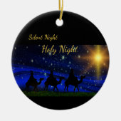 Silent Night Heilige Dacht met drie Mannen Kerstmi Keramisch Ornament (Voorkant)