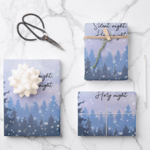 Silent Night Heilige Nacht Magic Winter Illustrati Inpakpapier Vel