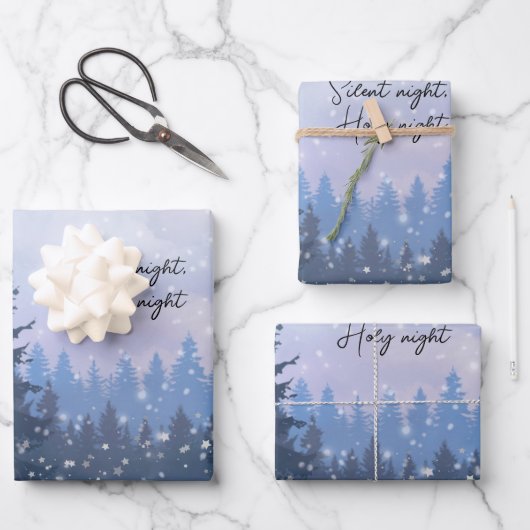 Silent Night Heilige Nacht Magic Winter Illustrati Inpakpapier Vel (Voorkant)