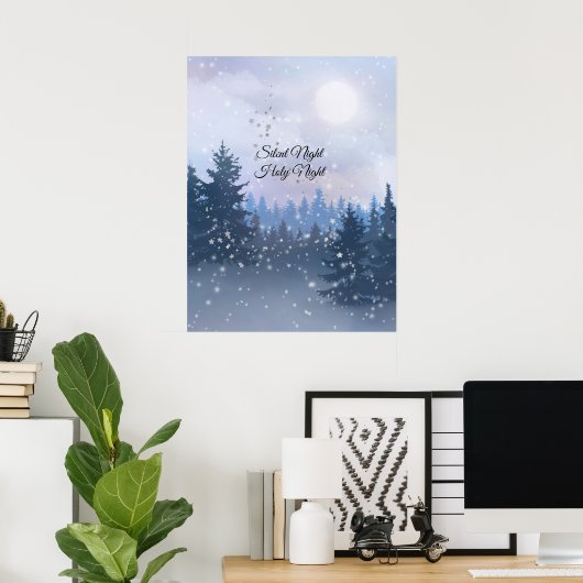 Silent Night Heilige Nacht Magic Winter Illustrati Poster (Thuiskantoor)