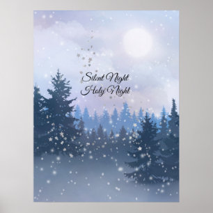 Silent Night Heilige Nacht Magic Winter Illustrati Poster