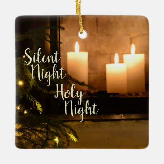 "Silent Night Heilige Nachtavond" Beloved kerstcar Keramisch Ornament (Voorkant)