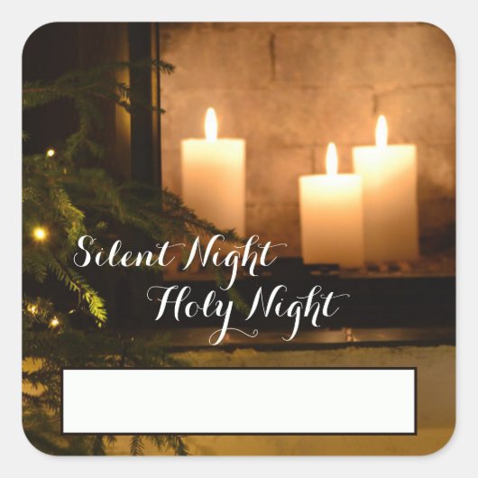 "Silent Night Heilige Nachtavond" Beloved kerstcar Vierkante Sticker (Voorkant)