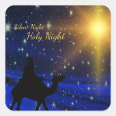 "Silent Night Heilige Nachtavond" Elegant Kerstmis Vierkante Sticker (Voorkant)