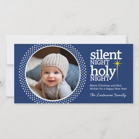 Silent Night, Heilige Nachtelijke Christelijke ker Feestdagenkaart (Voorkant)