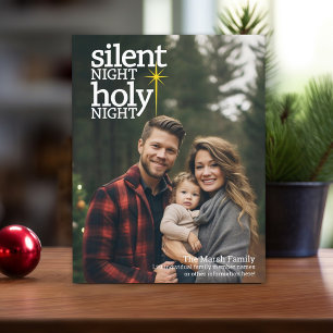 Silent Night Heilige Nachtfoto Kerstmis Feestdagenkaart