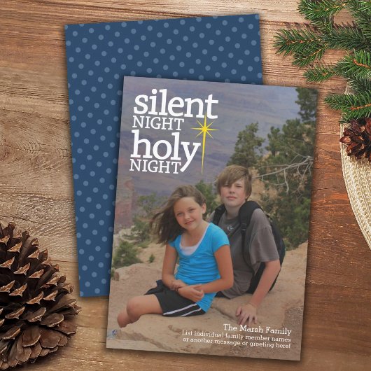 Silent Night Heilige Nachtfoto Kerstmis Feestdagenkaart