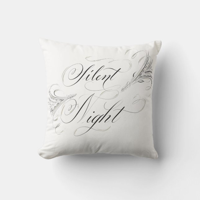 Silent Night Heilige Nachtkalligrafie Pillow Kussen (Voorkant)