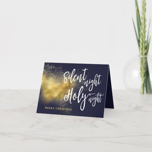Silent Night Heilige Naight Gold Black Holiday-kaa Feestdagen Kaart (Voorkant)