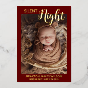 Silent Night Holiday Foto Baby Folie Uitnodiging