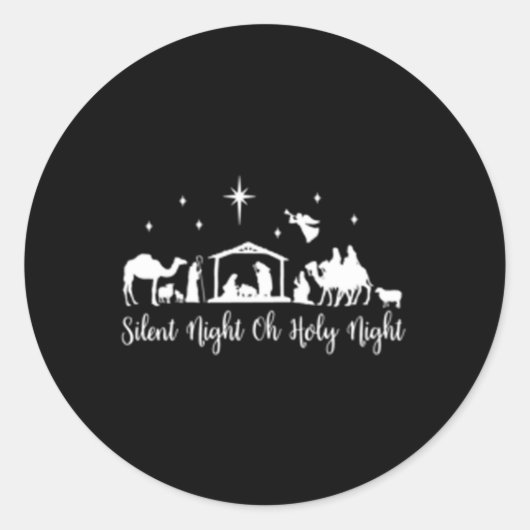 Silent Night Holy Nativity Christelijk Ronde Sticker (Voorkant)