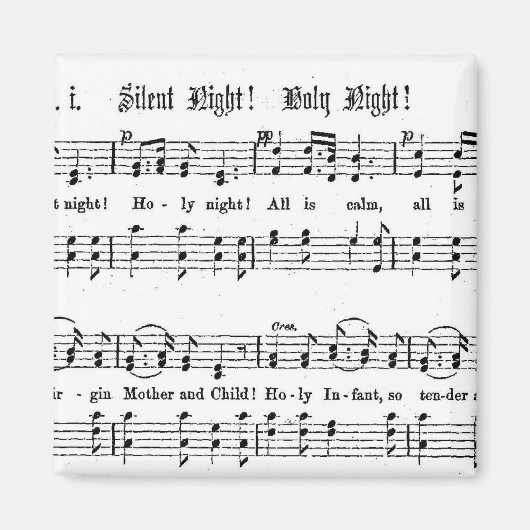 SILENT NIGHT HOLY NIGHT BLADMUZIEK KERSTLIED MAGNEET (Voorkant)