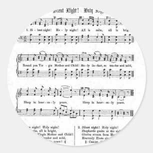 SILENT NIGHT HOLY NIGHT BLADMUZIEK KERSTLIED RONDE STICKER