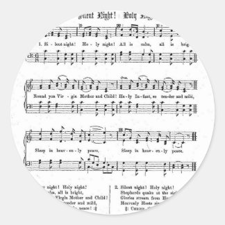 SILENT NIGHT HOLY NIGHT BLADMUZIEK KERSTLIED RONDE STICKER