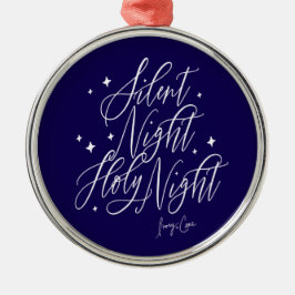 Silent Night Holy Night Blue Christmas Ornament