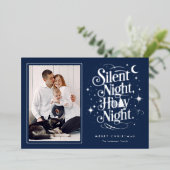 Silent Night Holy Night Christmas Holiday Folie Feestdagenkaart (Staand Voorkant)